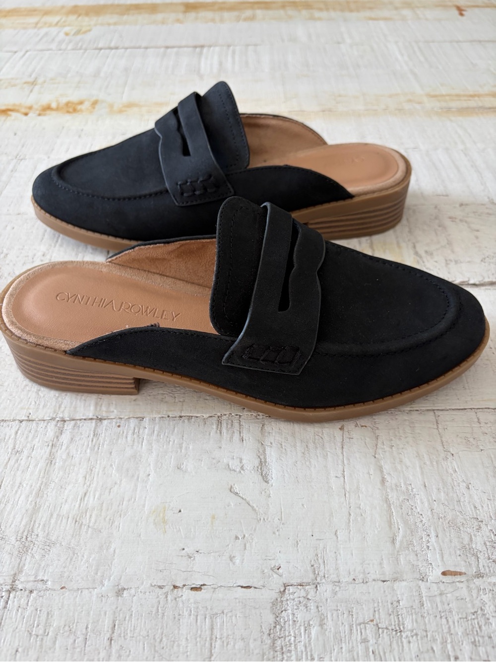 Cynthia Rowley Prescott Mules size 6.5 Black Slip On Loafers Clogs